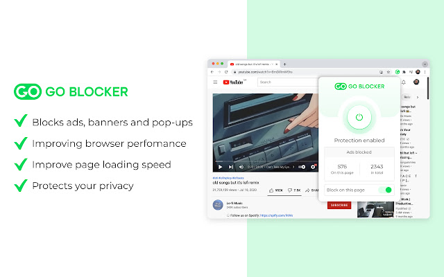 Go Blocker  from Chrome web store to be run with OffiDocs Chromium online