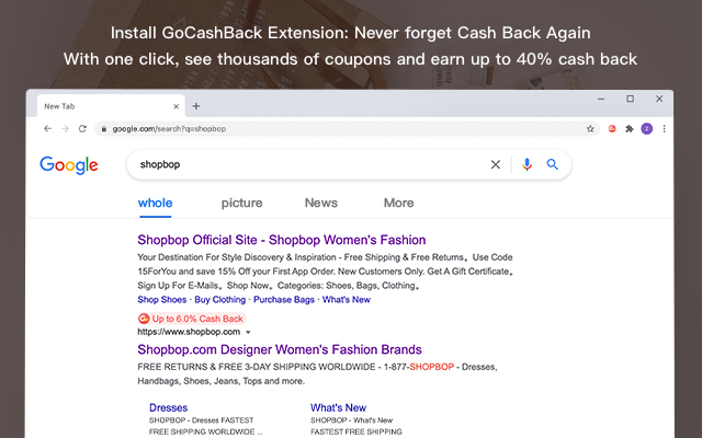 GoCashBack: Deals, Rebates, Savings Extension  from Chrome web store to be run with OffiDocs Chromium online