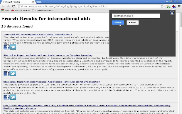 GoC Open Data  from Chrome web store to be run with OffiDocs Chromium online