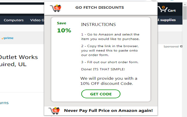 Go Fetch Discounts  from Chrome web store to be run with OffiDocs Chromium online