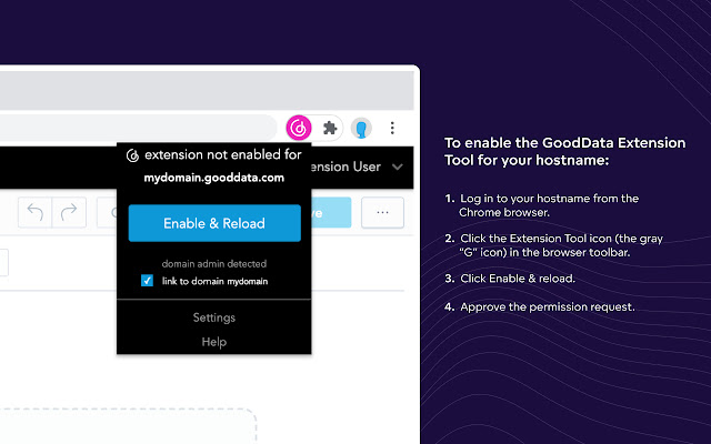 GoodData Extension Tool  from Chrome web store to be run with OffiDocs Chromium online