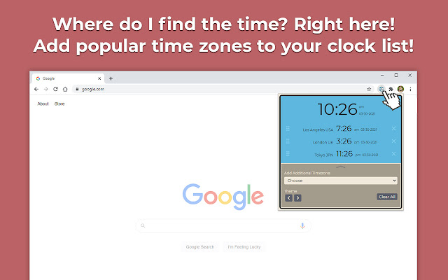 Good Times Time Zone Clocks  from Chrome web store to be run with OffiDocs Chromium online