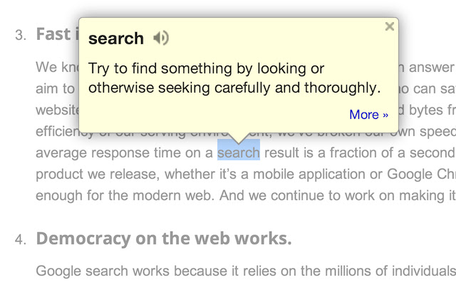 Google Dictionary (by Google)  from Chrome web store to be run with OffiDocs Chromium online