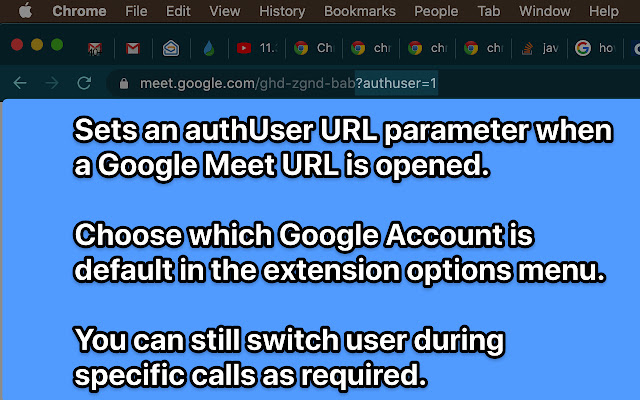 Google Meet Default Account  from Chrome web store to be run with OffiDocs Chromium online