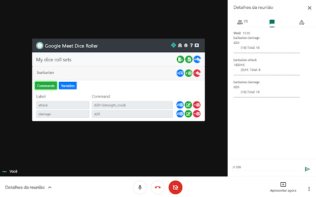 Google Meet Dice Roller  from Chrome web store to be run with OffiDocs Chromium online