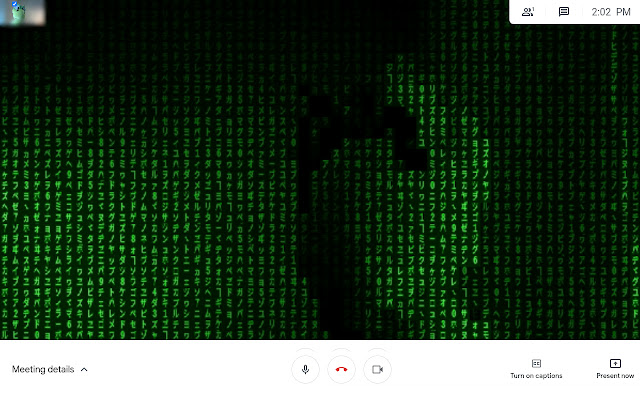 Google Meet Matrix Rain  from Chrome web store to be run with OffiDocs Chromium online