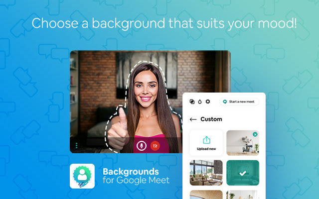 Google Meet virtual backgrounds  from Chrome web store to be run with OffiDocs Chromium online