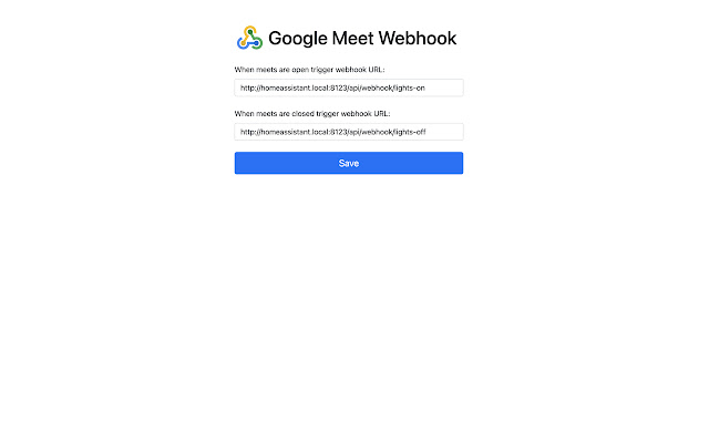 Google Meet webhook  from Chrome web store to be run with OffiDocs Chromium online