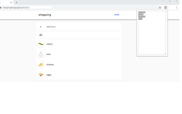 Google Shopping List Copy To Clipboard  from Chrome web store to be run with OffiDocs Chromium online