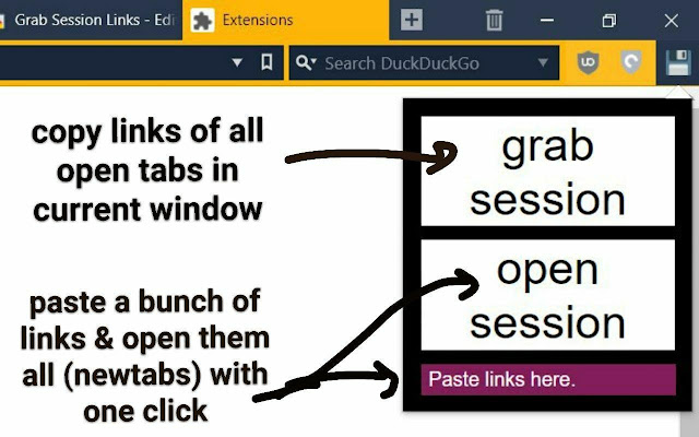 Grab Session Links  from Chrome web store to be run with OffiDocs Chromium online