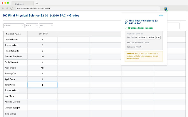 Gradebook Paste  from Chrome web store to be run with OffiDocs Chromium online