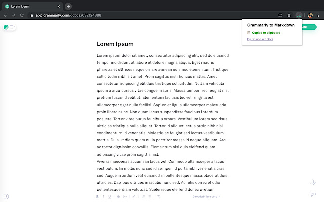 Grammarly to Markdown  from Chrome web store to be run with OffiDocs Chromium online