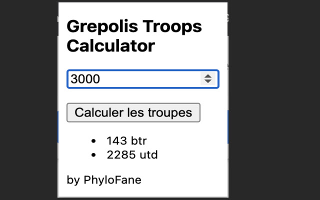 Grepolis Troops Calculator  from Chrome web store to be run with OffiDocs Chromium online