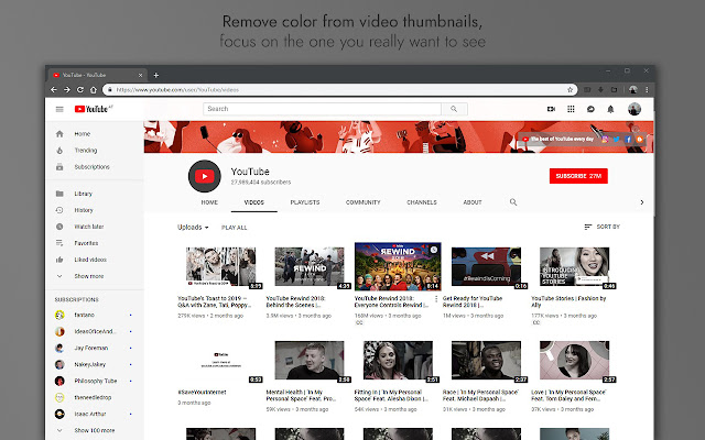 GreyTube distraction free YouTube  from Chrome web store to be run with OffiDocs Chromium online