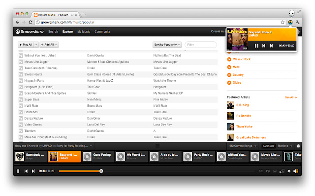 GrooveControl for Grooveshark  from Chrome web store to be run with OffiDocs Chromium online