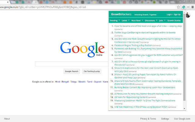 GrowthHackers.com  from Chrome web store to be run with OffiDocs Chromium online