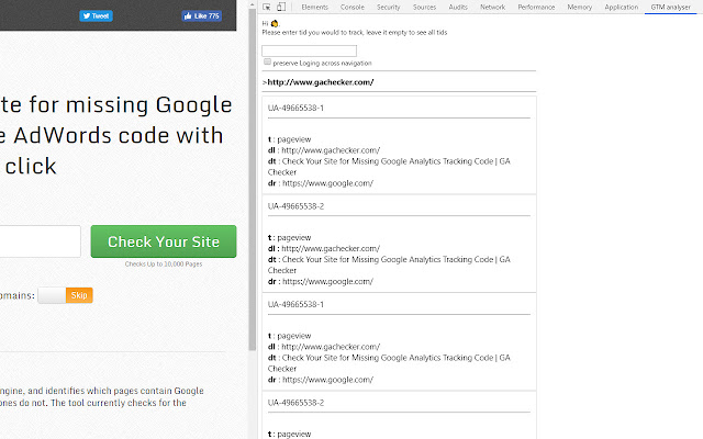 GTM Analyzer  from Chrome web store to be run with OffiDocs Chromium online