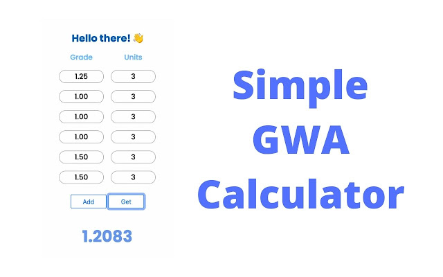 GWA Calculator  from Chrome web store to be run with OffiDocs Chromium online