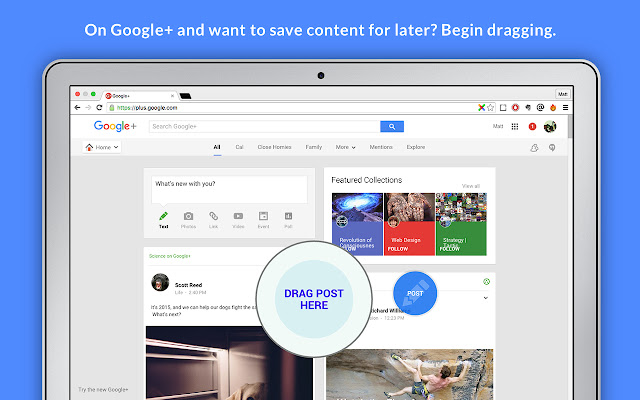 GX for Google+  from Chrome web store to be run with OffiDocs Chromium online