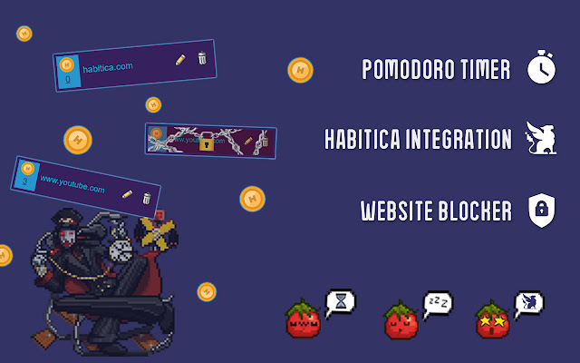 Habitica Pomodoro SiteKeeper  from Chrome web store to be run with OffiDocs Chromium online