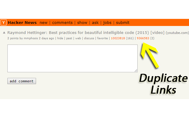 Hacker News Duplicate Detector  from Chrome web store to be run with OffiDocs Chromium online