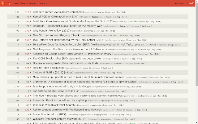 Hacker News, Enhanced  from Chrome web store to be run with OffiDocs Chromium online
