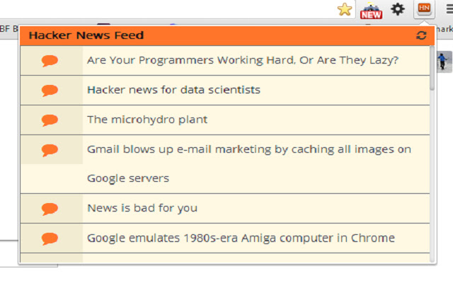 Hacker News Feed  from Chrome web store to be run with OffiDocs Chromium online