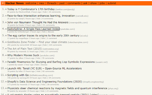 Hacker News keyboard navigation  from Chrome web store to be run with OffiDocs Chromium online