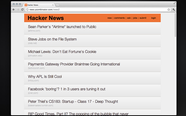 Hacker News Restyled  from Chrome web store to be run with OffiDocs Chromium online