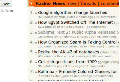 Hacker News Sorter aus dem Chrome-Webstore, der mit OffiDocs Chromium online ausgeführt werden soll