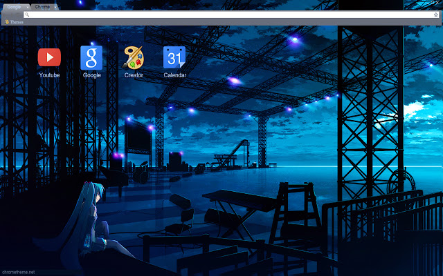 Hatsune Miku: Night stage theme 1366x768  from Chrome web store to be run with OffiDocs Chromium online
