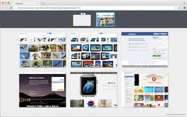Hawkeye Intuitive Tab Manager  from Chrome web store to be run with OffiDocs Chromium online