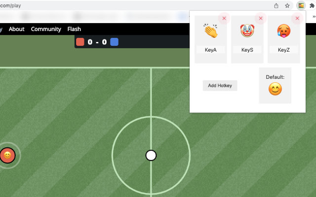 HaxBall Emoji Hotkeys  from Chrome web store to be run with OffiDocs Chromium online