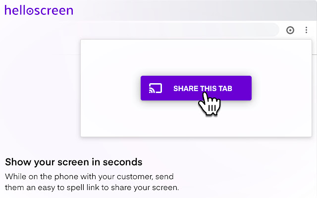 HelloScreen  from Chrome web store to be run with OffiDocs Chromium online