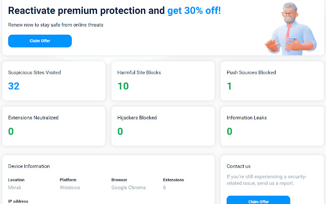 Hero Protection  from Chrome web store to be run with OffiDocs Chromium online