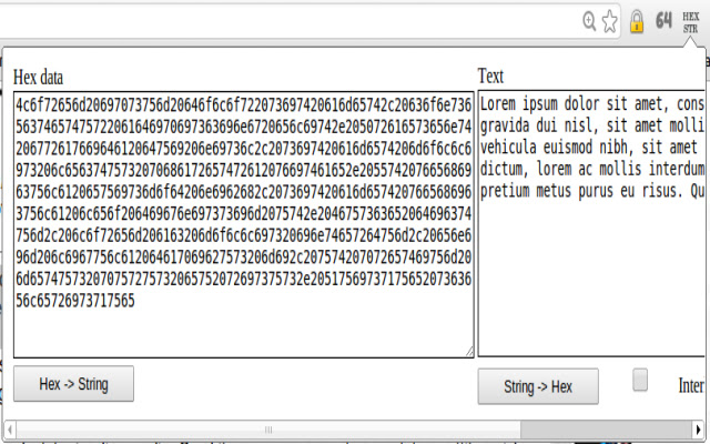 HexString Converter  from Chrome web store to be run with OffiDocs Chromium online