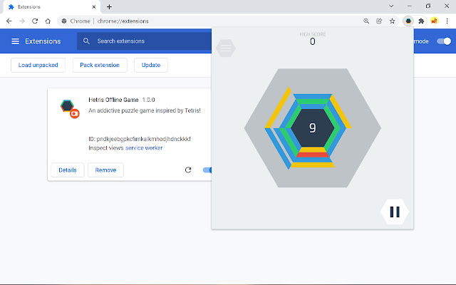 Hextris Offline Game  from Chrome web store to be run with OffiDocs Chromium online