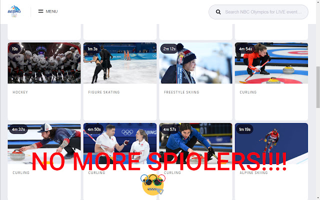 Sembunyikan Spoiler Olimpiade dari toko web Chrome untuk dijalankan dengan OffiDocs Chromium online