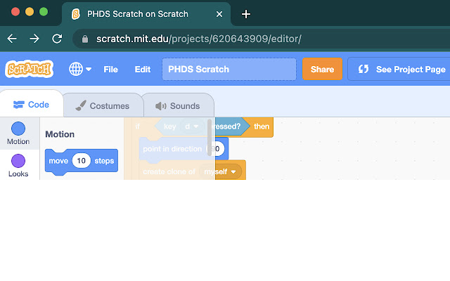 Hide Scratch features  from Chrome web store to be run with OffiDocs Chromium online