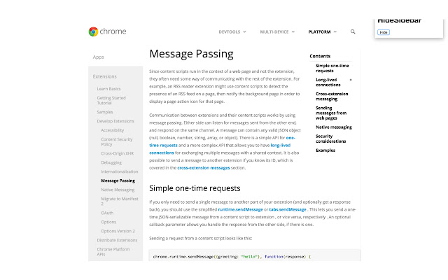 HideSidebar Plugin  from Chrome web store to be run with OffiDocs Chromium online