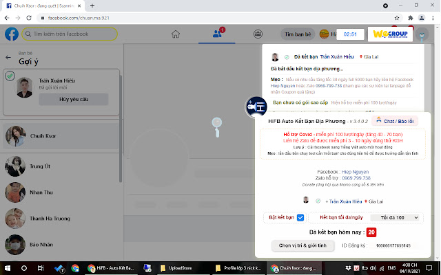 HiFB Auto Kết Bạn Địa Phương trên Facebook  from Chrome web store to be run with OffiDocs Chromium online