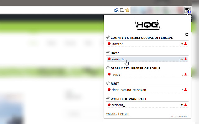 HighQualityGaming (HQG) Stream Status  from Chrome web store to be run with OffiDocs Chromium online