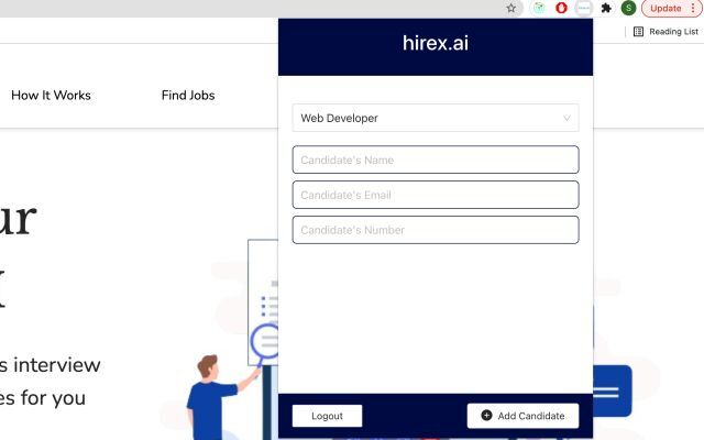 hirex.ai plugin  from Chrome web store to be run with OffiDocs Chromium online