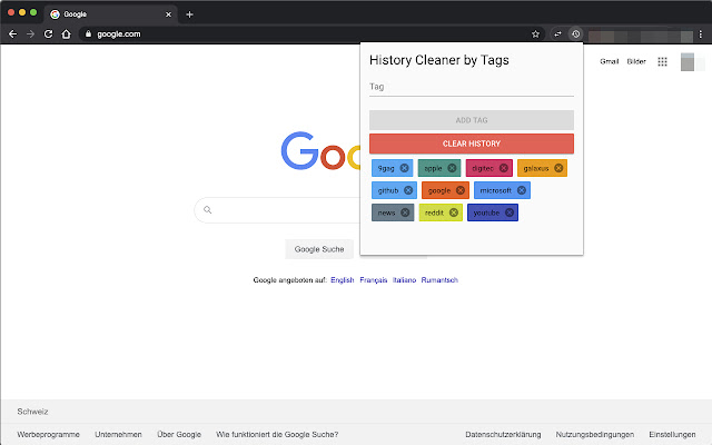 History Cleaner by Tags  from Chrome web store to be run with OffiDocs Chromium online