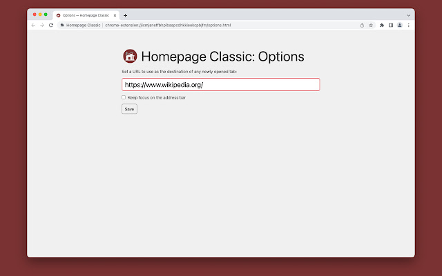 Homepage Classic  from Chrome web store to be run with OffiDocs Chromium online