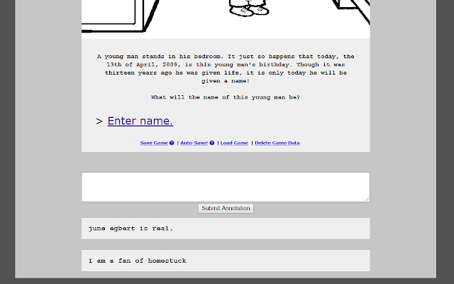 Homestuck Annotations  from Chrome web store to be run with OffiDocs Chromium online