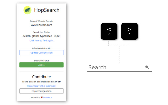 HopSearch  from Chrome web store to be run with OffiDocs Chromium online