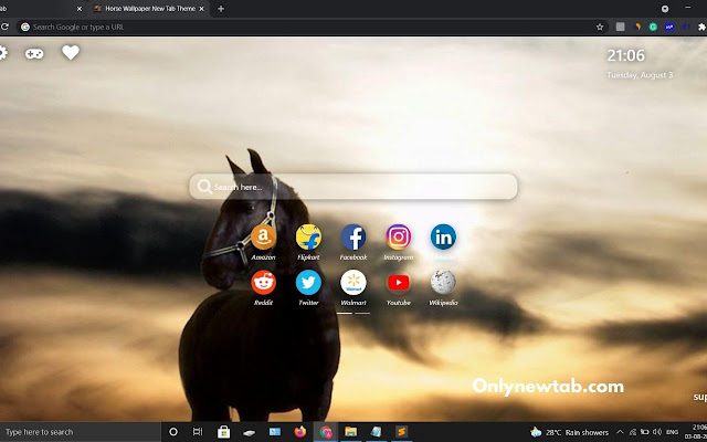 Horse Wallpaper New Tab Theme  from Chrome web store to be run with OffiDocs Chromium online