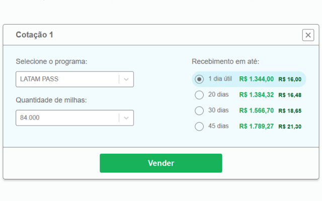 Hotmilhas valor milheiro  from Chrome web store to be run with OffiDocs Chromium online