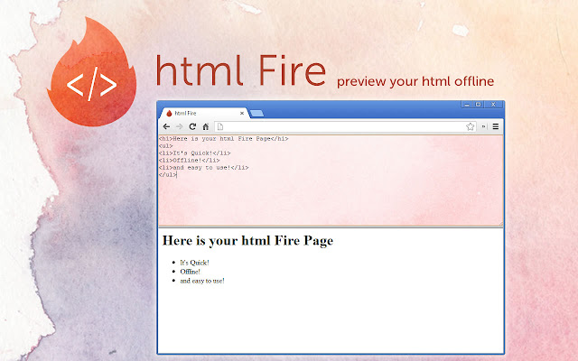 html Fire  from Chrome web store to be run with OffiDocs Chromium online